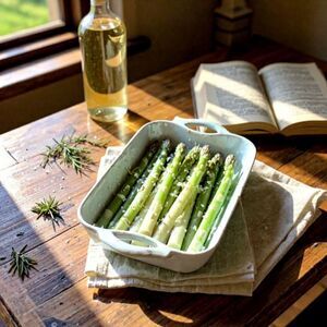 VINTAGE Hand Painted Double Handle Asparagus Platter 15" L